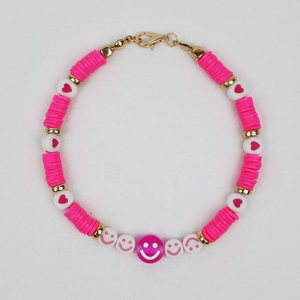 Handmade Smiley Face Heart Bracelet